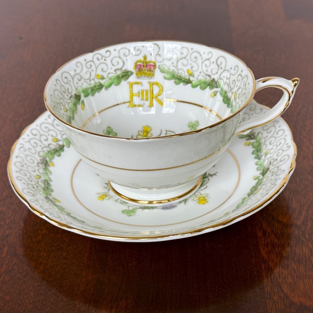 Paragon Double Warrant Tea Cup & Saucer Coronation Queen Elizabeth II 1953